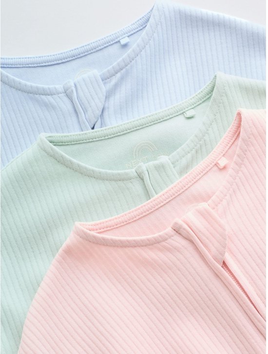 Next - Meisjes - Set van 3 babyrompers met rits - Roze