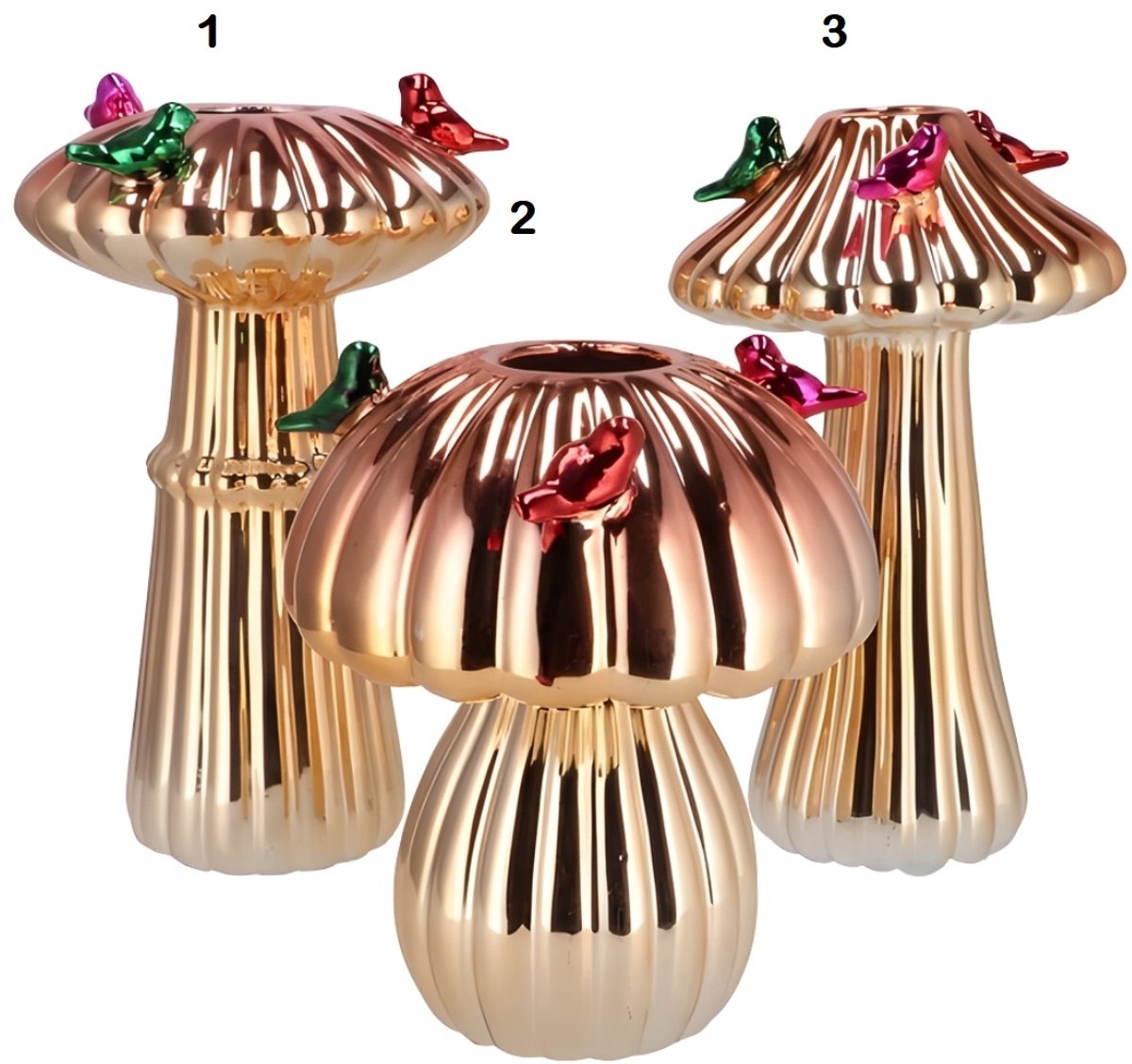 Daan Kromhout Design - vogelvaas - vaas - goud - paddenstoel - H18 cm - Ø16 cm - u ontvang nr. 2 van de foto !