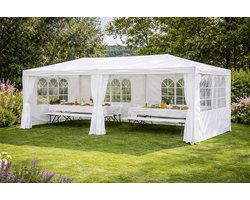 Partytent 3x6 m met Zijwanden – Waterafstotende Feesttent voor Tuin & Evenementen – 2,5 m Hoog – Wit