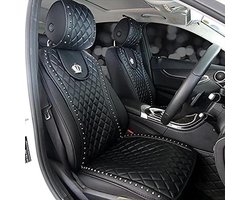 Stoelhoezen Set - Autostoel Matten - Interieur Bescherming - Luxe Kroon Design - Universele Pasvorm - Zwart