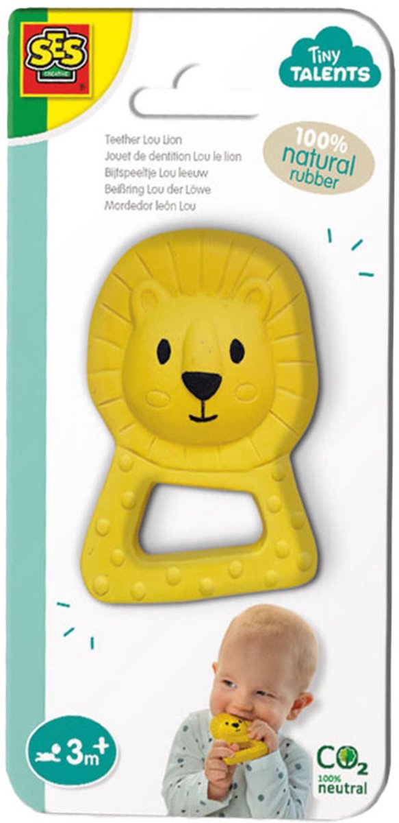 SES - Tiny Talents - Bijtspeeltje Lou leeuw - 100% natuurrubber - Bijtring - met handige zachte handgreep - gemaakt van veilige materialen - Baby Speelgoed van SES — afbeelding 4