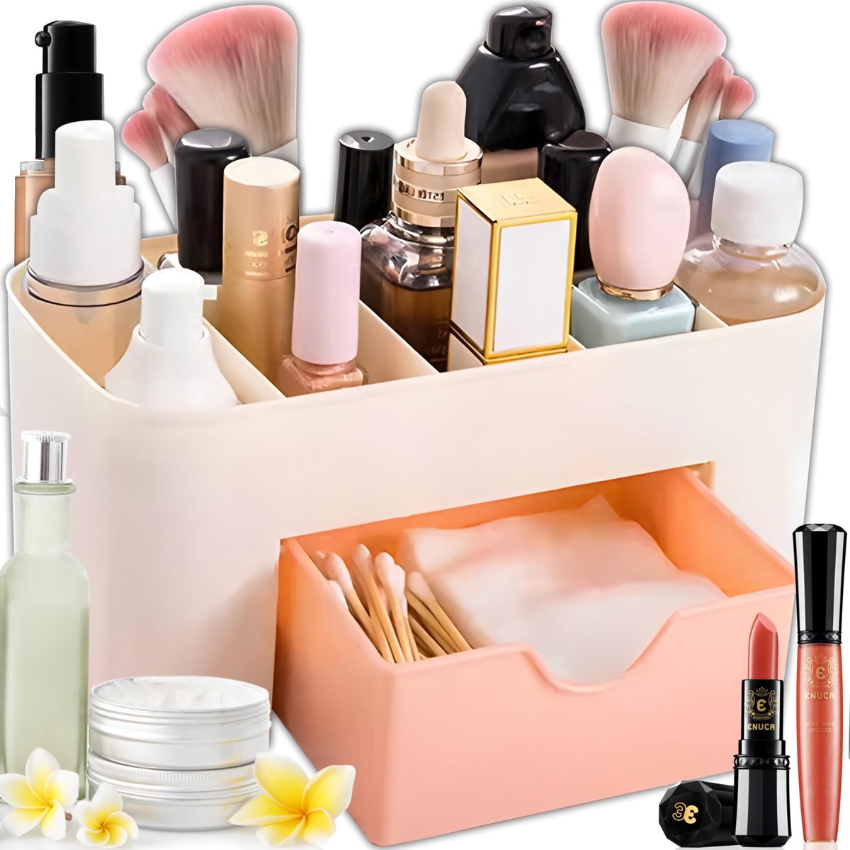 Retoo Makeup Organizer met Lades en 6 Compartimenten - Cosmetica Opbergdoos voor Badkamer, Kantoor en Keuken