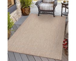 HomebyHome Binnen en buiten tapijt, weerbestendig, sisal-look, 140 x 200 cm, beige, balkontapijt, waterbestendig, wasbaar, plat weefsel, ideaal voor keuken, camping, tuin en terras