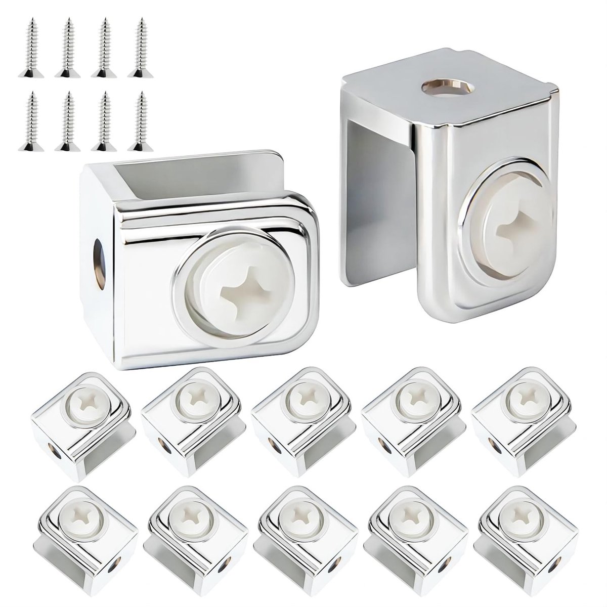 Qrity 12pcs Glas Klem Clips - Stevige Glasplank Beugels voor 5-10mm Glas