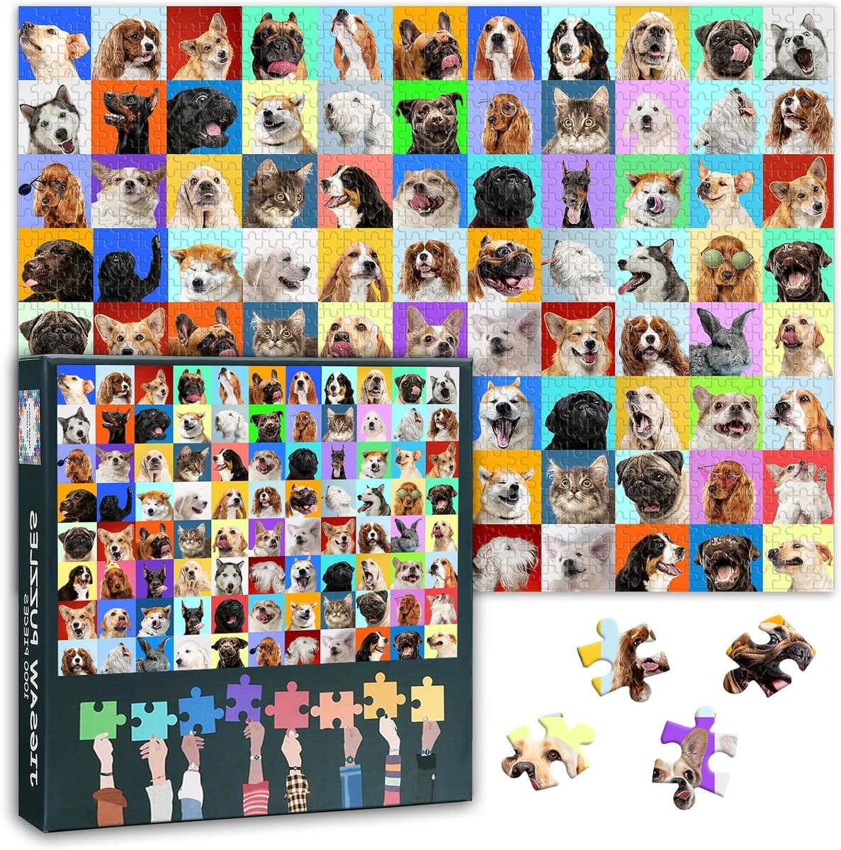 Honden Puzzel - Huisdier Legpuzzel - Familie Activiteit - 1000 Stukjes - 50x70 cm - Huisdier
