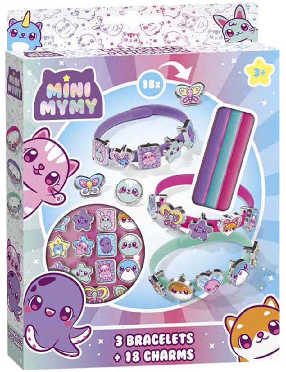 Totum Mini MyMy 3 armbandjes maken met 18 schuifbedels - vrolijk kawaii thema - speelgoed vanaf 3 jaar — afbeelding 9
