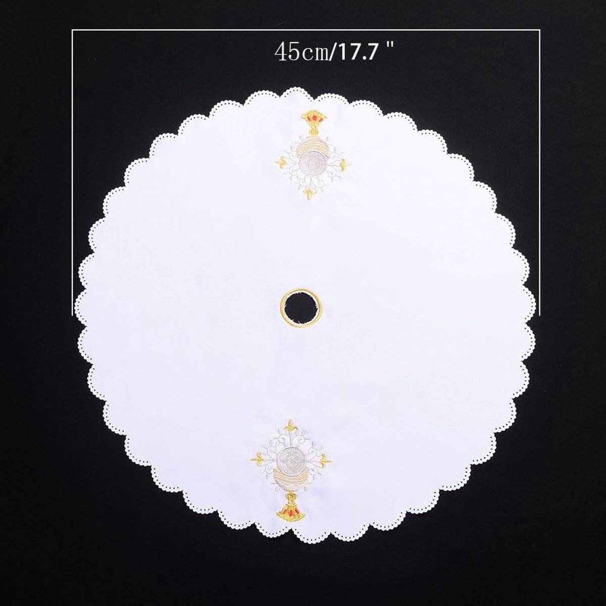 Altar Doek - Kalkdoek Kelk - Kerkdienst - Borduurwerk - 45 cm Diameter - Wit