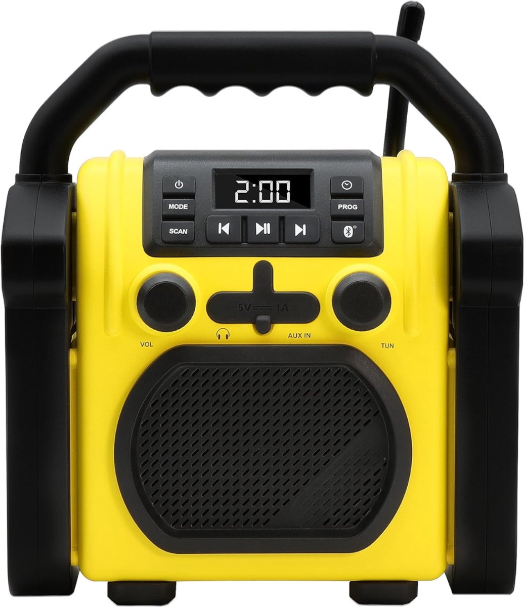 Calviero® Bouwradio - Met accu - Dab + - Geel - Bluetooth draagbare FM-radio