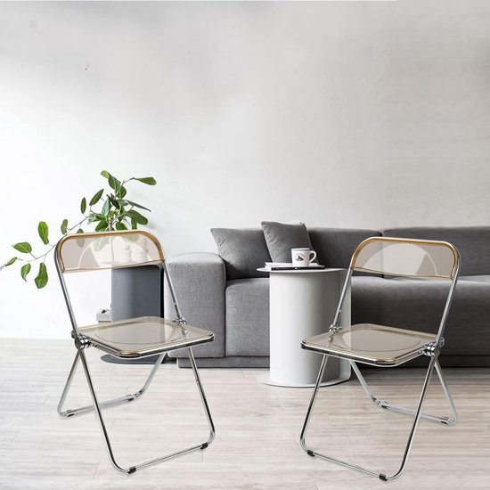 OHMG Pet Folding Chair Made of Transparent Metal Load Capacity 150 kg for Dining Room, Living Room, Garden, Entrance, Folding Chair for Indoor and Outdoor Use with Metal Frame — afbeelding 3