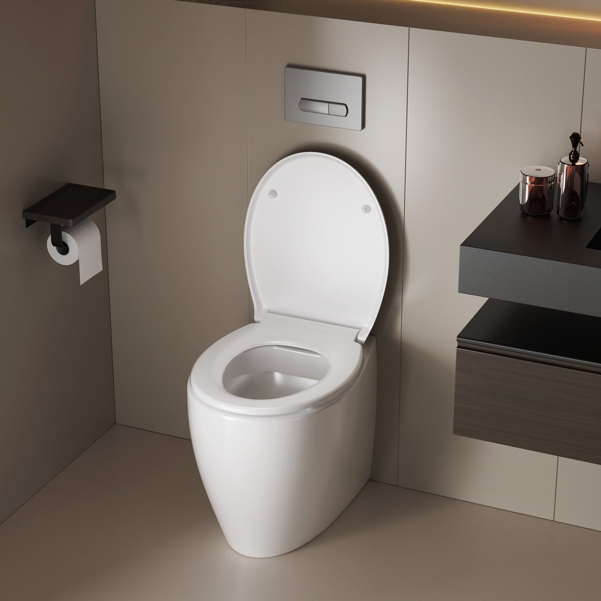 KUTAS Verhoogde WC-bril - Lange O-Vorm - Soft Close (80000 sluitingen) - Quick-Release - 250 kg - Wit