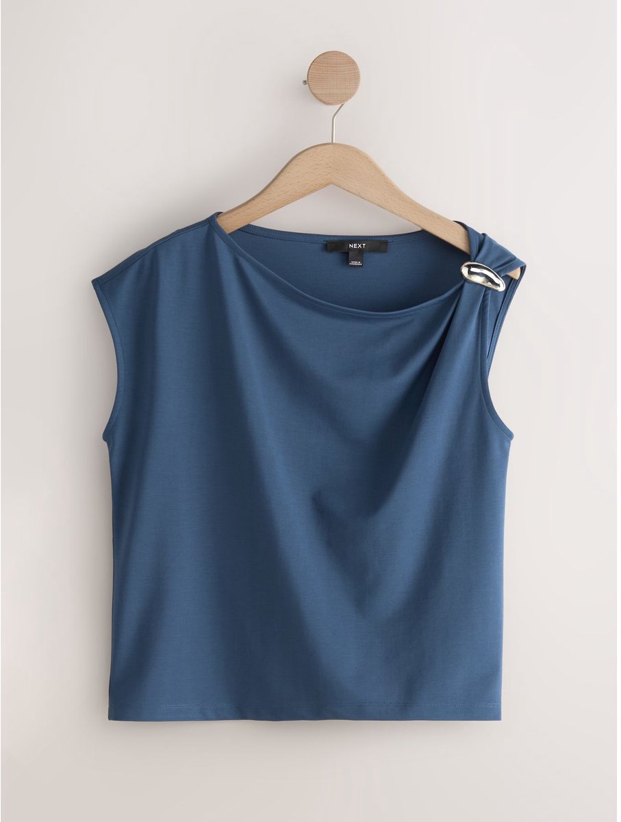Next - Dames - Mouwloze, gedrapeerde top met hardware - Blauw