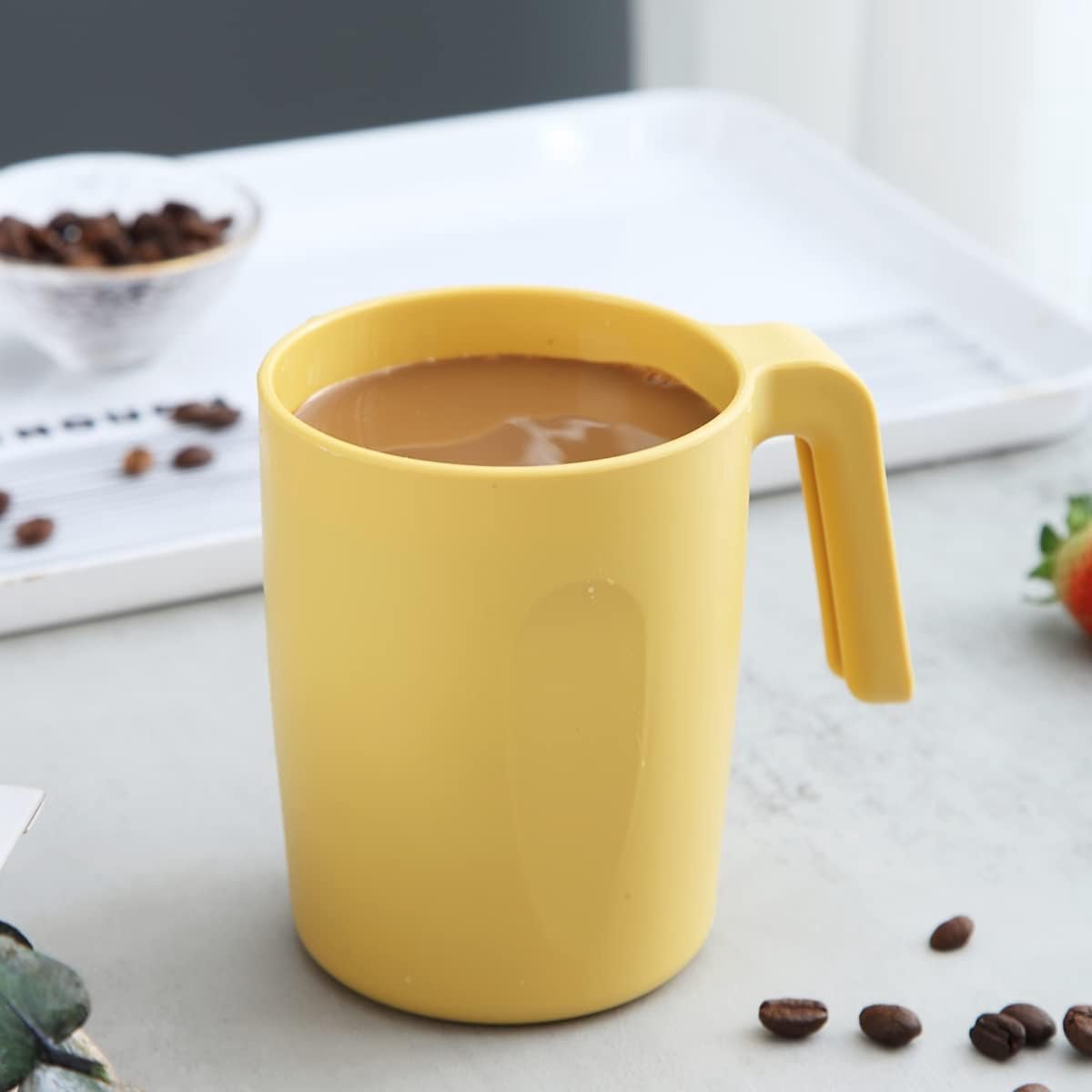 Kyraton Plastic Mokken Set 8 Stuks, Onbreekbaar en Herbruikbaar Lichtgewicht Reizen Koffiemokken Espresso Cups Gemakkelijk mee te nemen en schoon te maken Magnetronbestendig BPA-vrij (Goudgeel) — cadeau in Koken & Dineren - foto 6