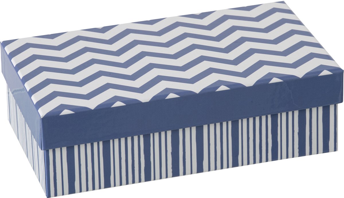 J-Line kopje + schoteltje Gestreept - porselein - blauw/wit - small - set van 2
