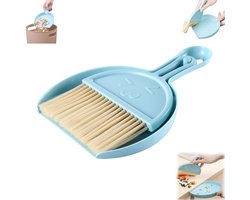 Set van 1 - Mini bezem en blik - Schoonmaakhulpmiddel voor huisdierenkooien - Bezemreiniger met bezem - Draagbare hangende bezemborstel - Bureau-reinigingsbezem - Geschikt voor huis, auto, keuken, tafels, kinderen en huisdier