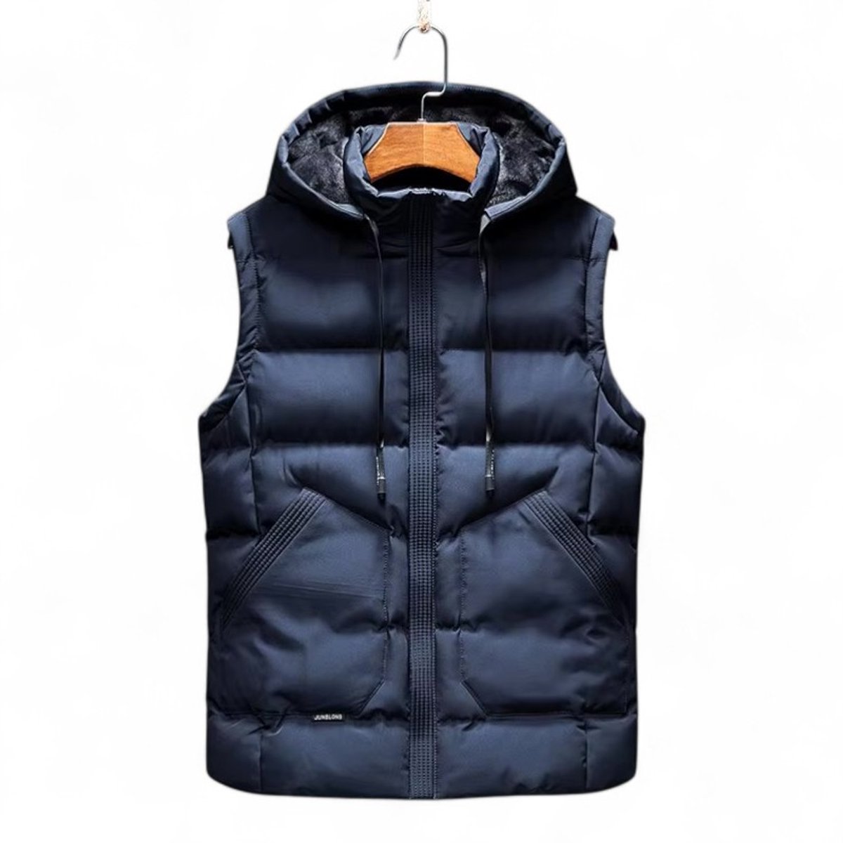 Heren Bodywarmer met Capuchon Gewatteerd Winter Vest Warm Marine Blauw