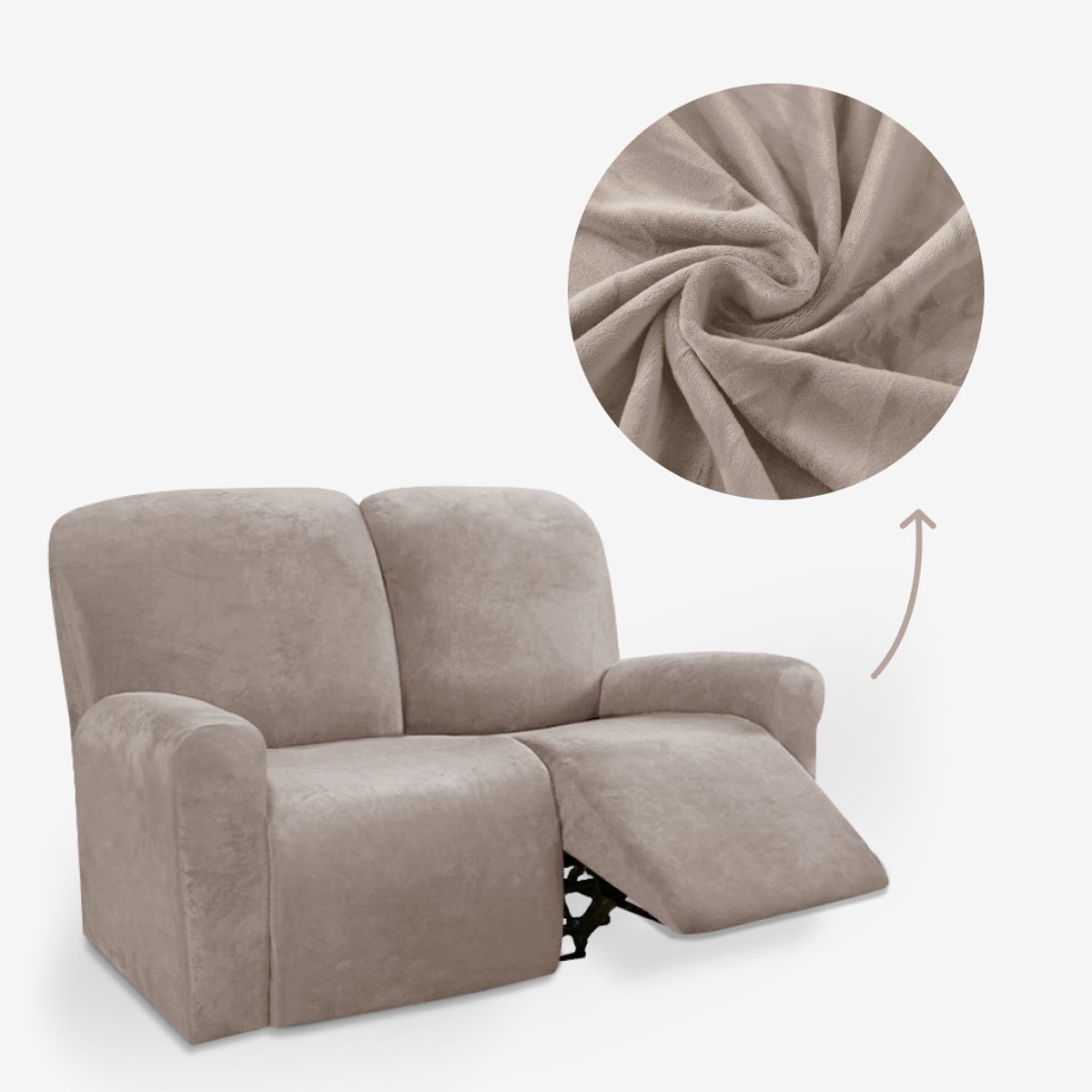 BankhoesDiscounter Velvet Recliner Fauteuil Hoes – Relaxzetel – Relax Sofa Hoes – Bankbeschermer – Zetel Hoes - Sofa Cover - M2 (122-165cm) - Champagne
