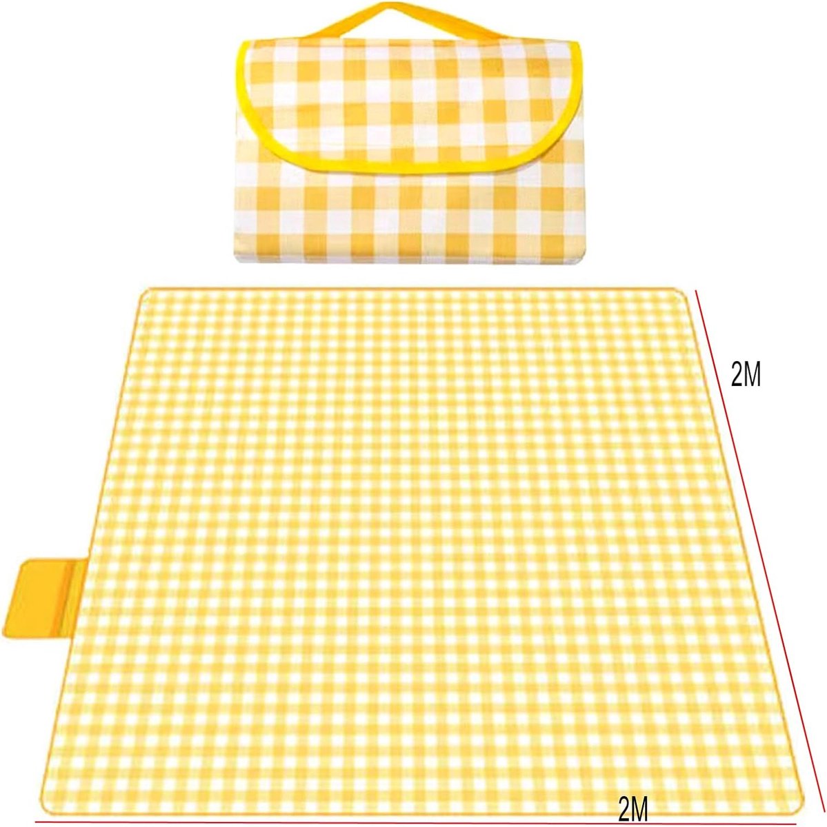 Picknickkleed waterdicht 200 x 200 cm - opvouwbaar buitenkleed voor 5-6 personen, licht en draagbaar voor park, strand en camping - geel — cadeau in Sport & Outdoor - foto 6