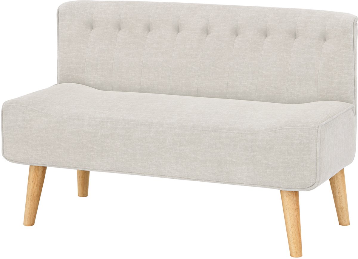 Happiq 2-Zits Loveseat Bank - Moderne Zitbank met Linnen Bekleding & Houten Poten - Beige