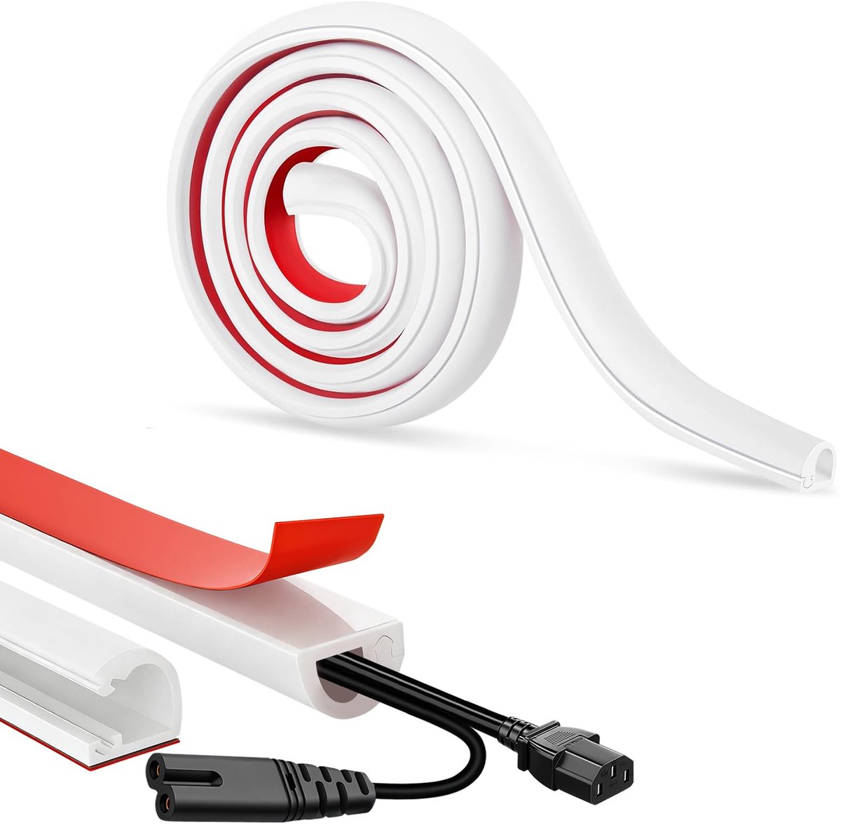 Kabelgoot, TV kabelgoten, Kabelgoot Voor Elektrische Kabels, 3m, Zelfklevende Kabelgoot, Kabels Aan De Muur Verbergen, Kabelgoot Voor Het Wegwerken Van Losse Tv-Kabels, Wit
