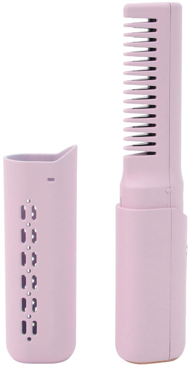 Dailygoods - Oplaadbare Mini-Stijltang - Draadloze Kam Stijltang - Snelle verwarming - Paars - 3 Instelbare Temperaturen - Voor Alle Haartypes