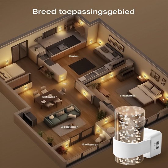 carmdering - Stekkerlamp - Nachtlampje met bewegingssensor - Stekkerlamp - Nachtlampje Stopcontact - Stekkerspot - Warm Licht - ABS-Kunststof - Wit- 2 stuks van Carmdering — afbeelding 5