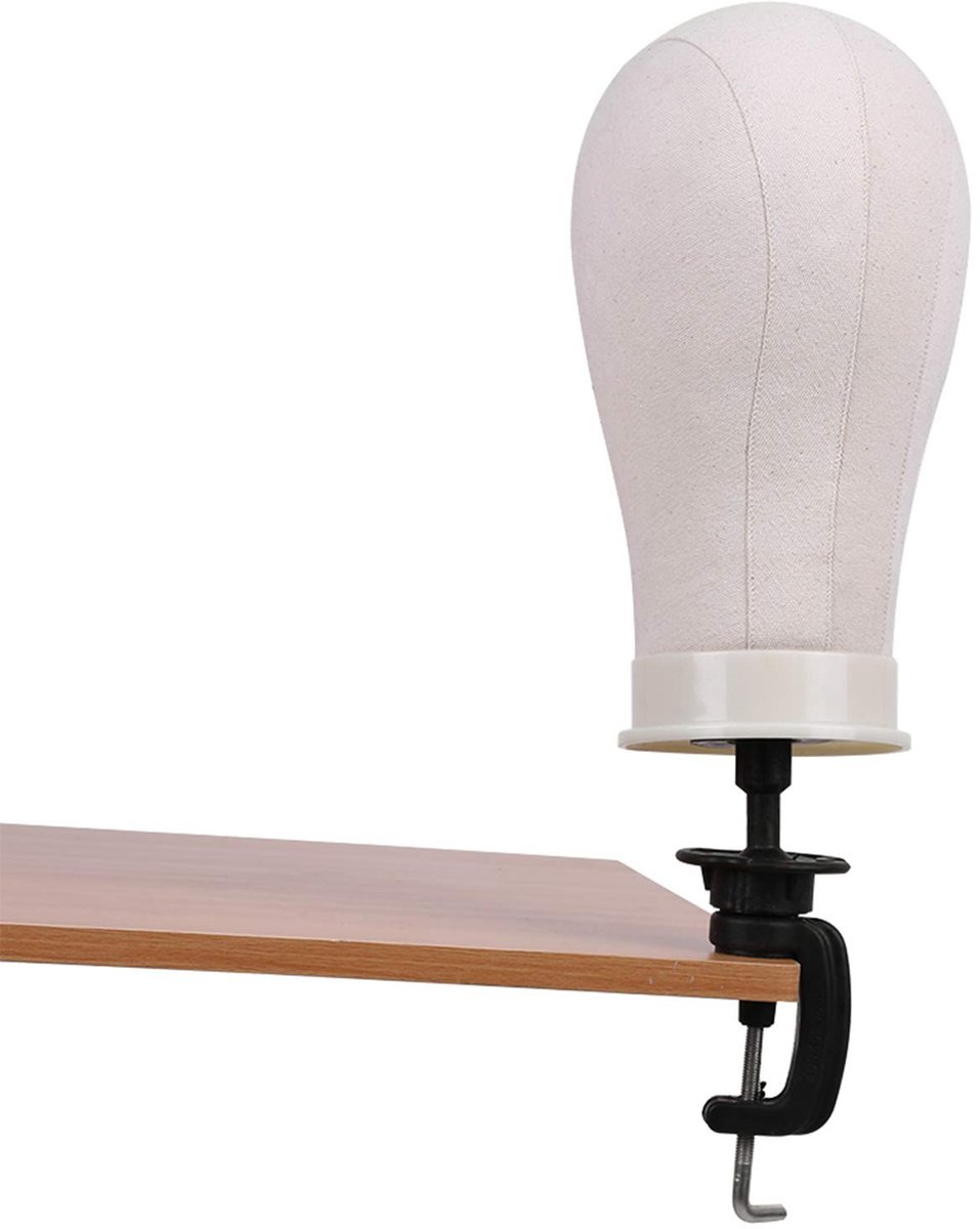 Dailygoods - Oefenhoofden - Pruikdisplay - Ideaal voor stylen - 21 inch - Salon mannequin hoofd - Perfect voor kappers - Canvas ontwerp