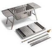 Camping BBQ gas en houtskool (2in1) kleine opvouwbare en draagbare mini barbecue - tafel BBQ / tafelbarbecue - gasbarbecue tafelmodel