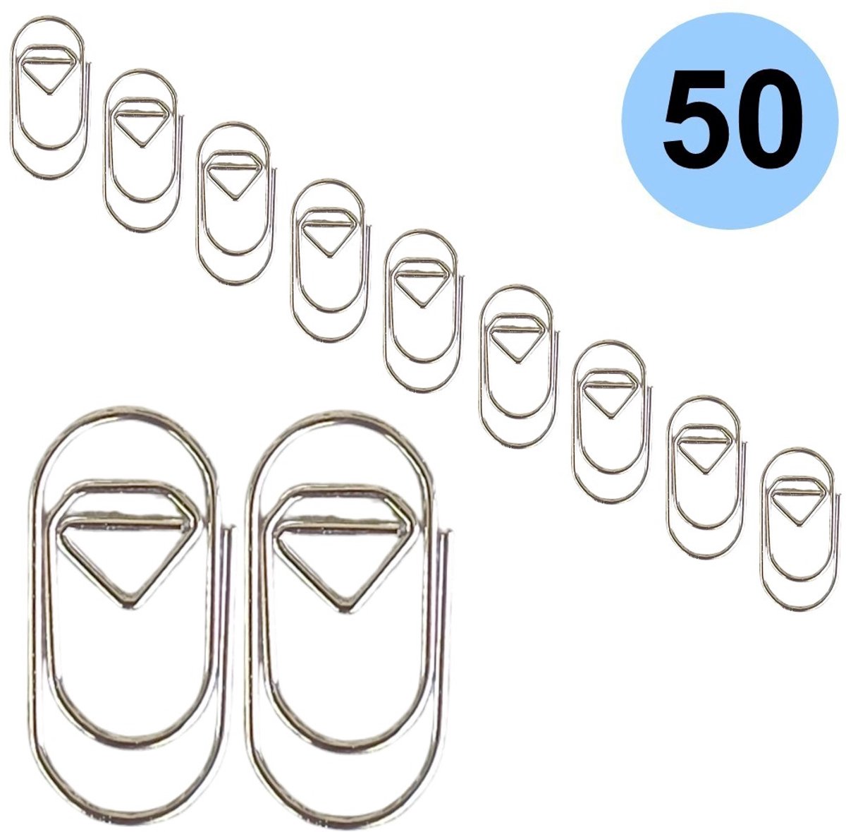 Fako Bijoux - 50x Mini Paperclip Diamant Zilver - Zilverkleurige Diamantjes Paperclips - Clip Diamond Zilver - Sluitclip - Paperclip - Papierklem - Cadeauverpakking - Trouwen - Geboorte - 50 Stuks