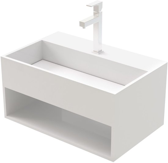 Lavabo en Solid Surface – Bonde invisible – 50 x 32,4 x 25 cm – Wit