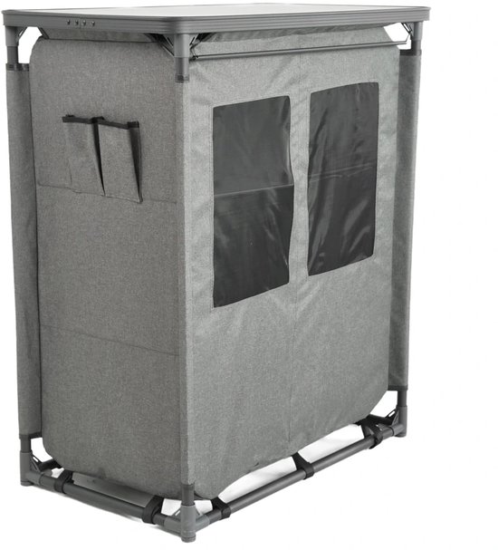 Happy Rhino - Kast Abruzzo - Campingkast - Voorraadkast - Kampeerkast - Grijs Polyester - 91 x 51 x 105 cm van Happy Rhino — afbeelding 5