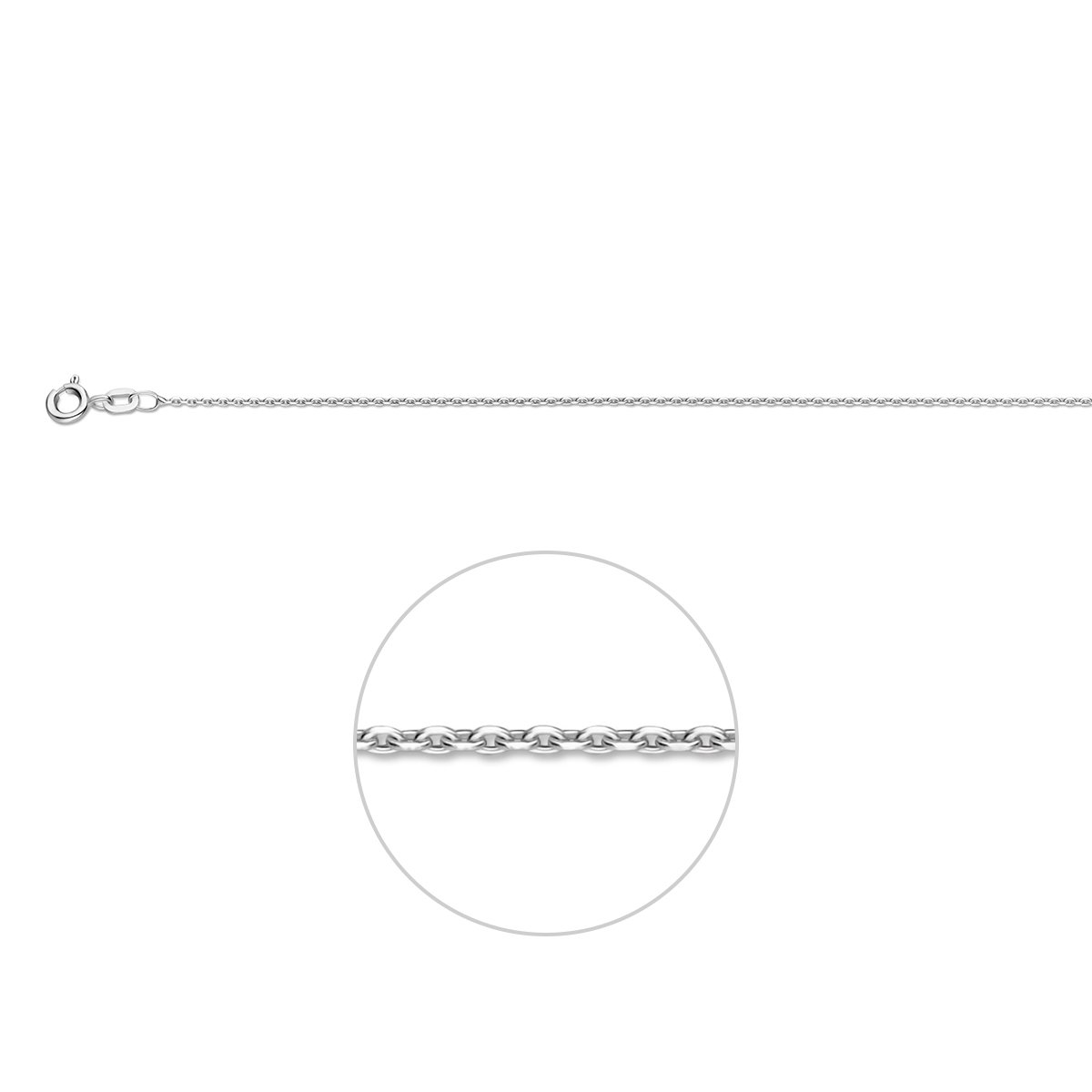 925 Sterling Zilveren Anker Ketting 1,1 mm – Gediamanteerd – Tiener / Dames – Fijne Schakelketting 41-45 cm