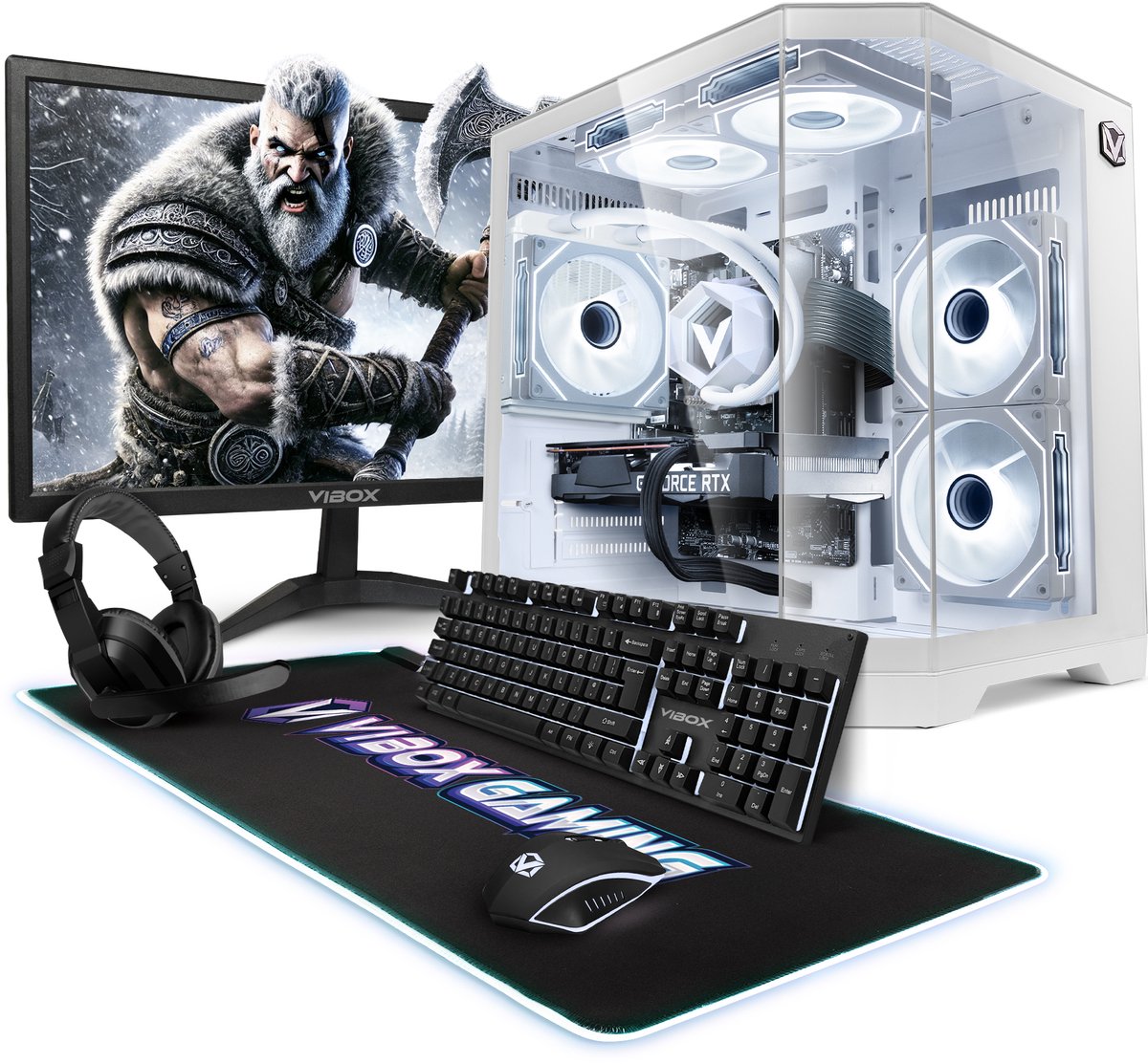 Vibox Gaming PC Set - Ryzen 7 5700X - RTX 3050 - 16GB RAM - 500GB SSD - Windows 11 - WiFi 6 + Bluetooth 5.4 - 23" Monitor + Accessoires