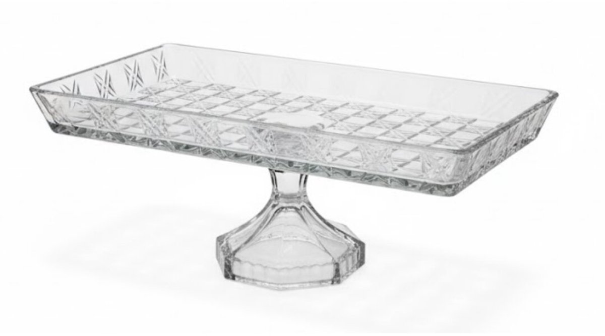 Lirmartur - glazen serviceschaal - op voet - transparant - 28 x 14 cm