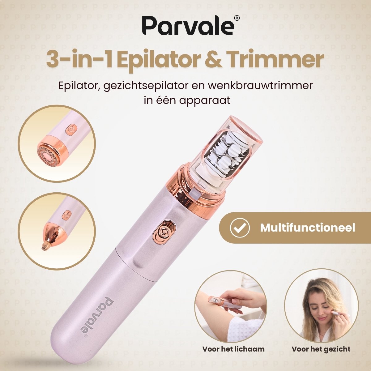 Parvale® 3 in 1 Epilator SilkPro - Epileerapparaat Dames - Epilator - Gezichtsepilator Vrouw - Gezichtsontharing Dames - Epilator Gezicht - Epilator Dames - Gezichtsepilator dames thumbnail 2