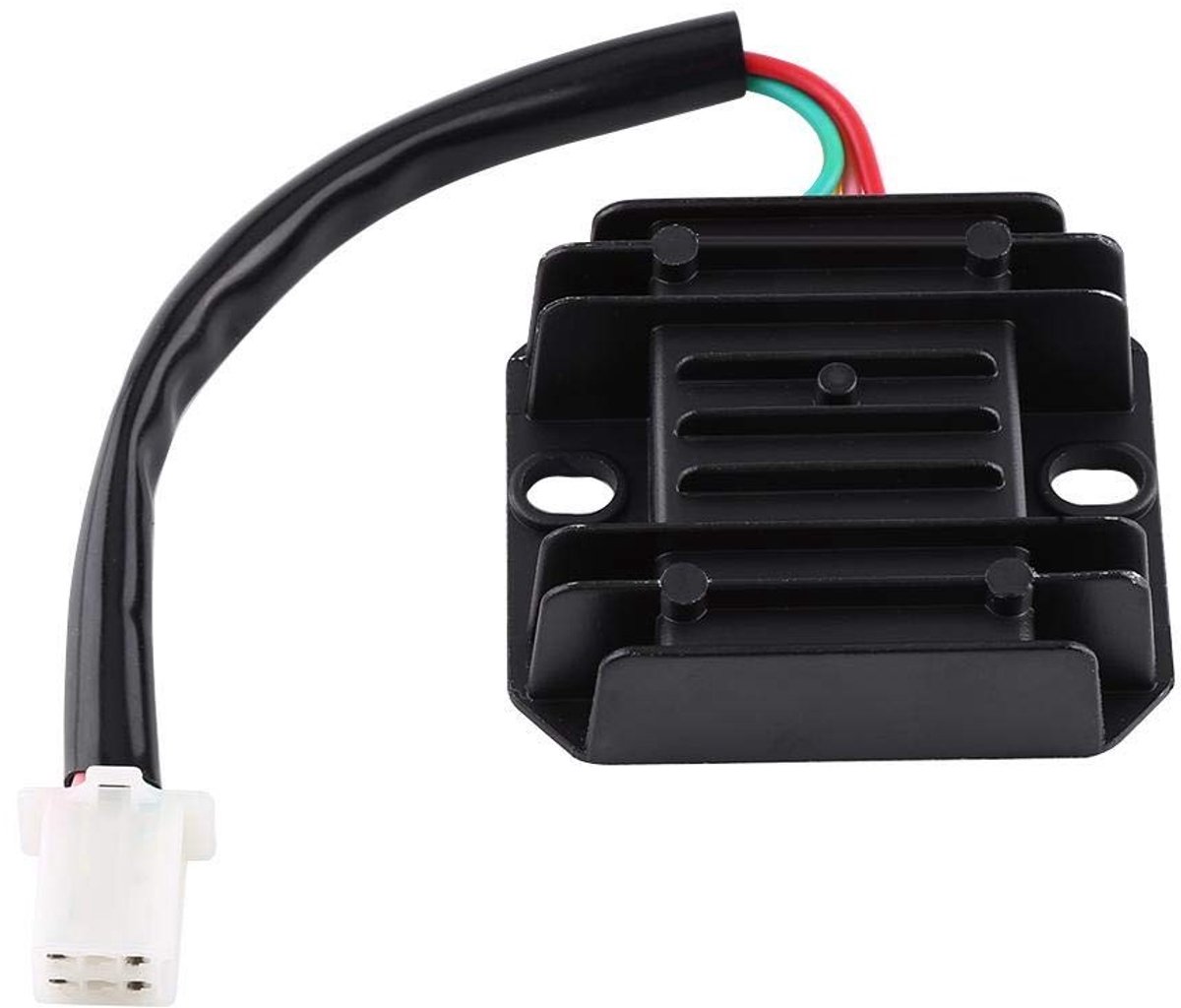 Dailygoods - Voltage Regulator - 4 Pin 12V - Aluminium - Universeel - Voor Moped en Scooter - Zwart
