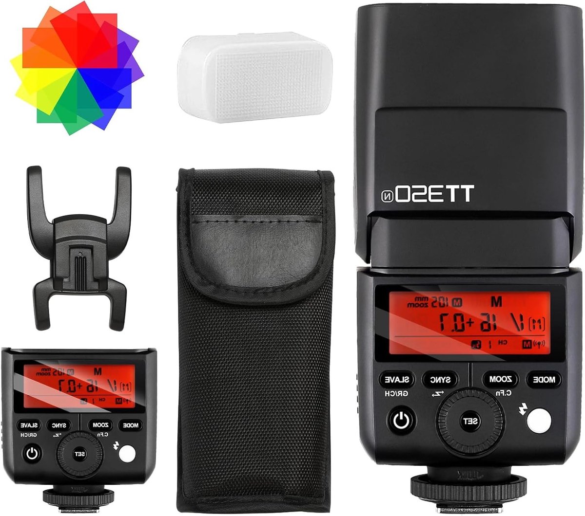 Compacte Speedlite Flitser voor Nikon met 2.4G Wireless, TTL, HSS en 2500mAh Accu voor Snelle Opname