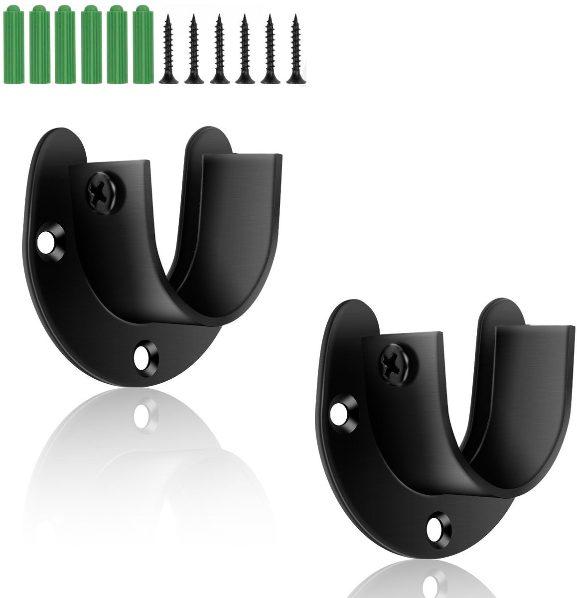 Dailygoods - Rond Buizenhouder - 2 Stuks - Hoogwaardige Stabiliteit - Zwart - Kledingrail Houder - Ideaal voor Gordijnen en Kleding - 32mm