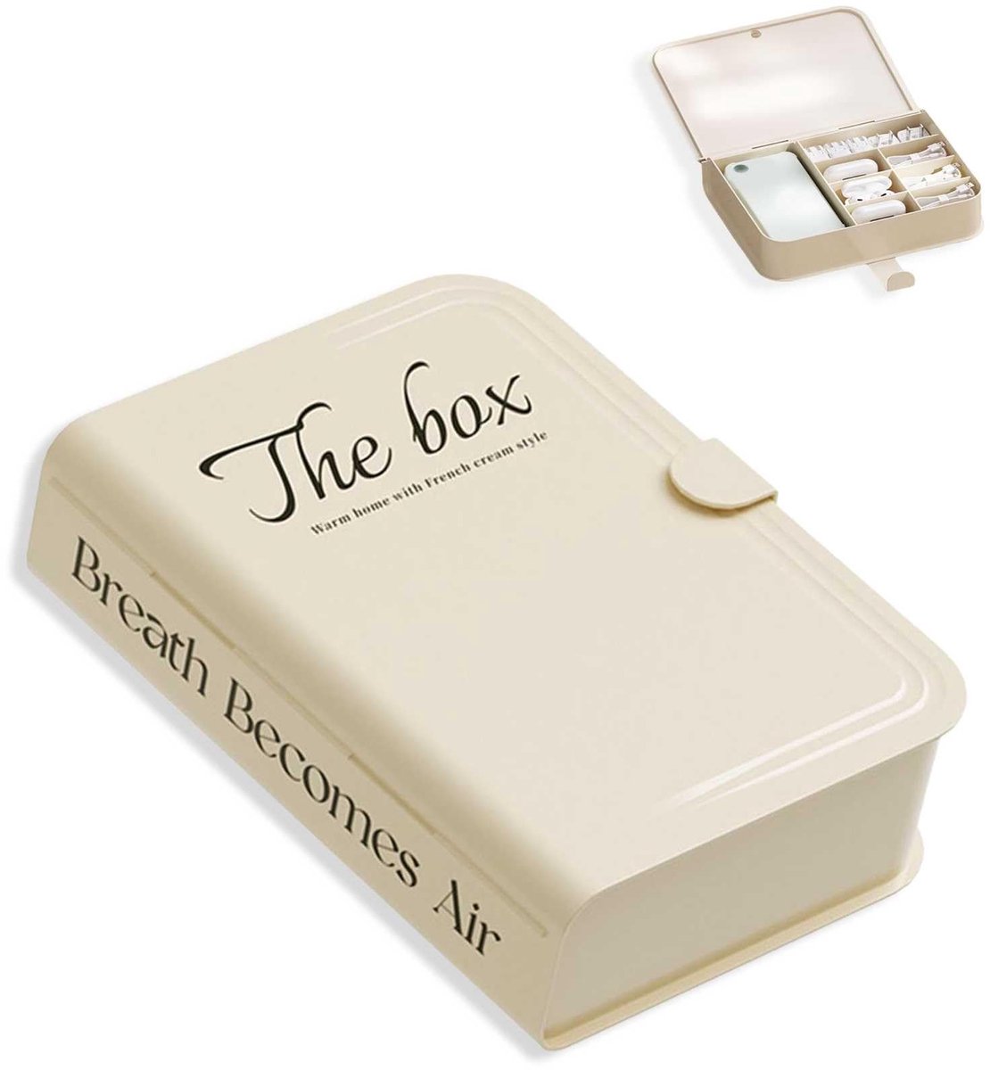 Elzusha - Kunststof Kabelbeheerdoos - Kabelorganizer Box - Ruimtebesparend en praktisch - Crème Wit - Snoerbeheer - Organizer voor kabels en access...