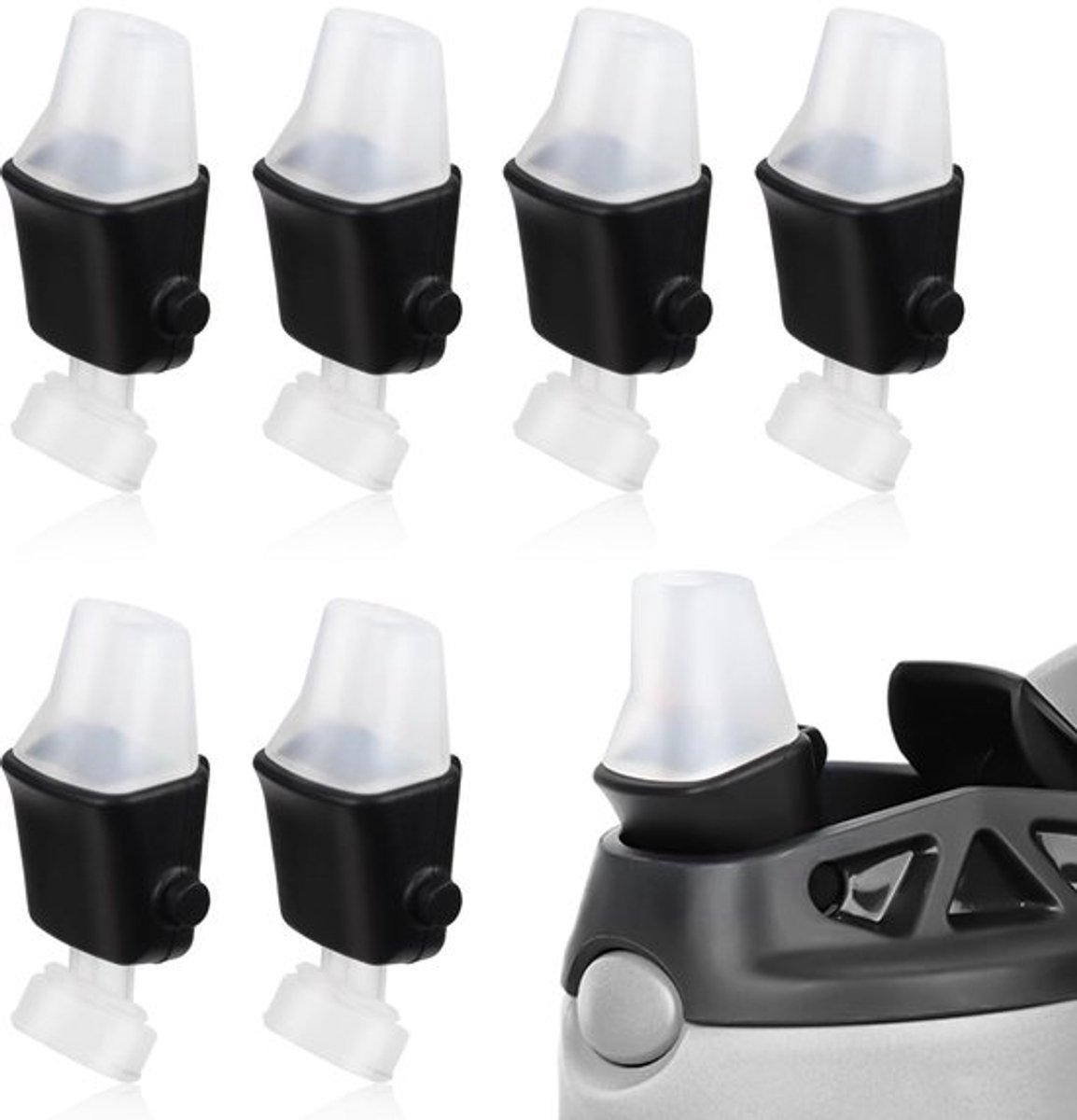 Pack van 6 Vervangnozzles voor - Silicone Kindersnoeren - Geschikt voor 14oz/20oz Fles