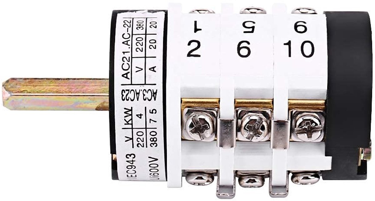Dailygoods - Machine Motor Switch - 220V/380V 20A - Vooruit/Achteruit Schakelaar - Auto Bandenwisselaar - Betrouwbaarheid - Elektrische Schakelaar - G