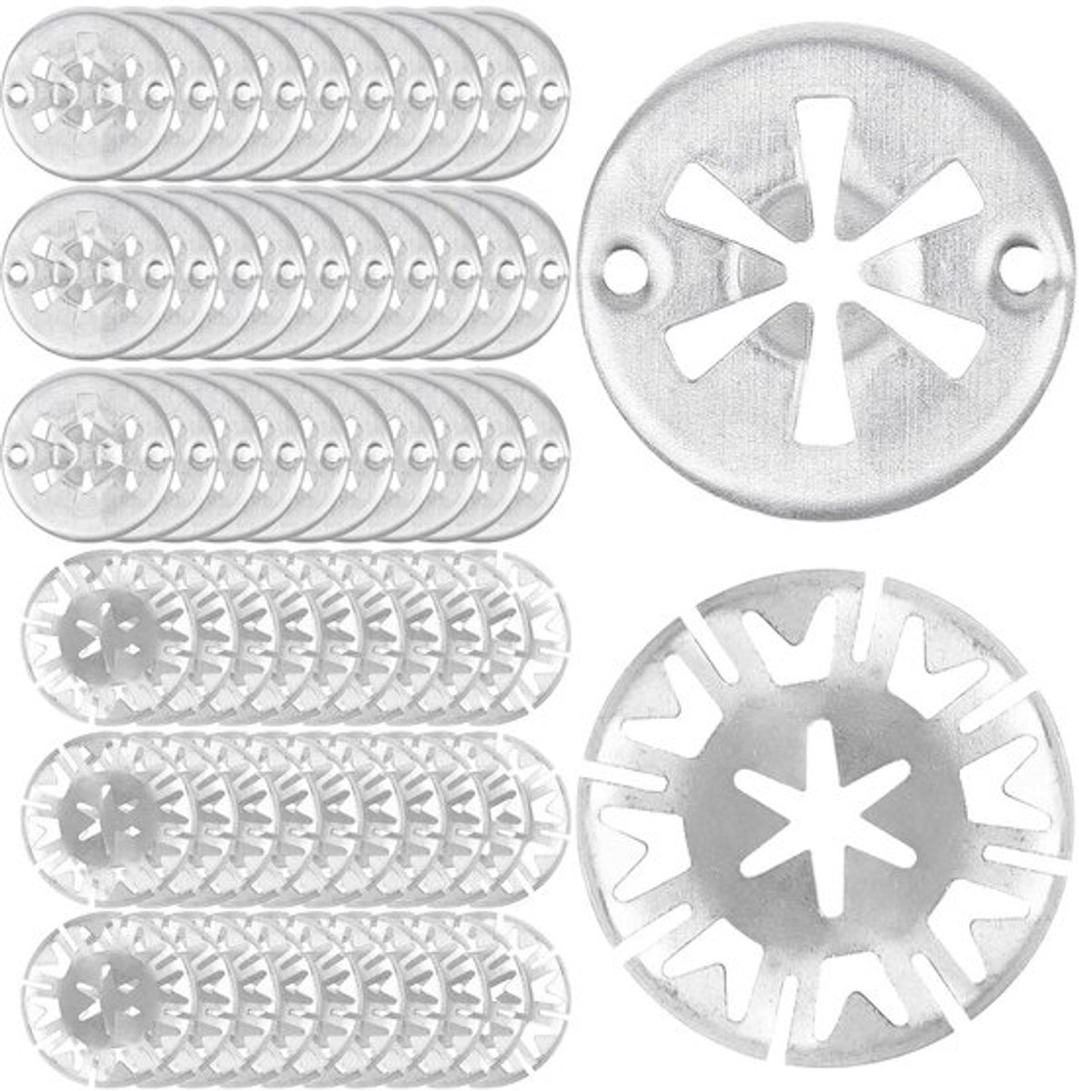 Autoklemschijven - Hittebescherming - Roestvrij - 31 mm - 29 mm - Star Lock - 60 Stuks
