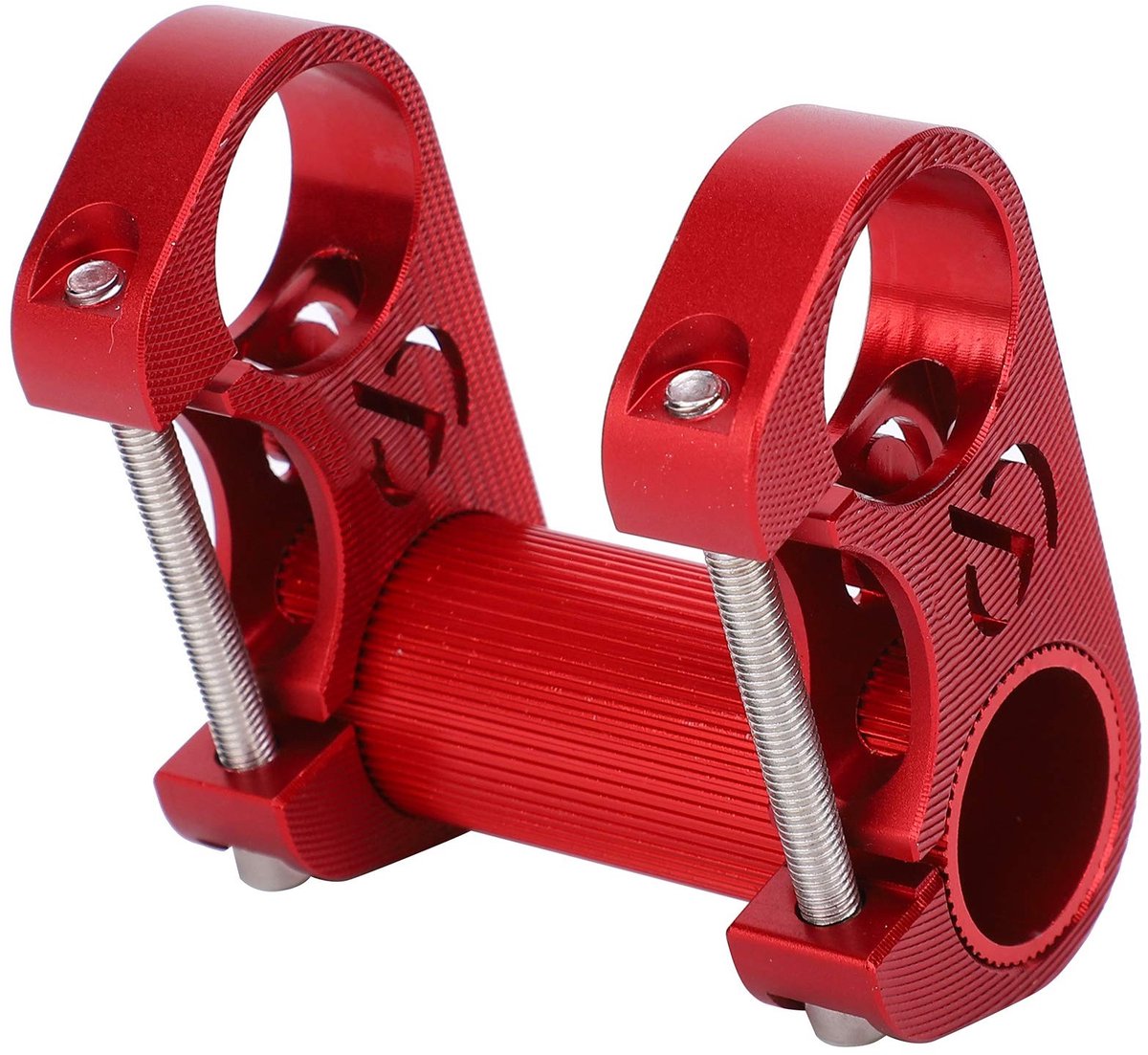 Dailygoods - Stuurpen Fiets - Dubbele Stuurpen Extender - Verstelbare Hoogte - Rood - Aluminium Verhoger - Geschikt voor Vouwfietsen - 25.4mm