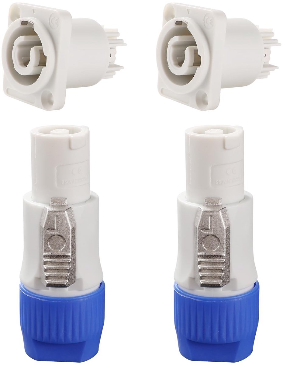 Dailygoods - Powercon-Connector - 20A 250V - Voor podiumverlichting - Blauw Wit - Voedingsconnector - Geschikt voor luidsprekers - K083QY02