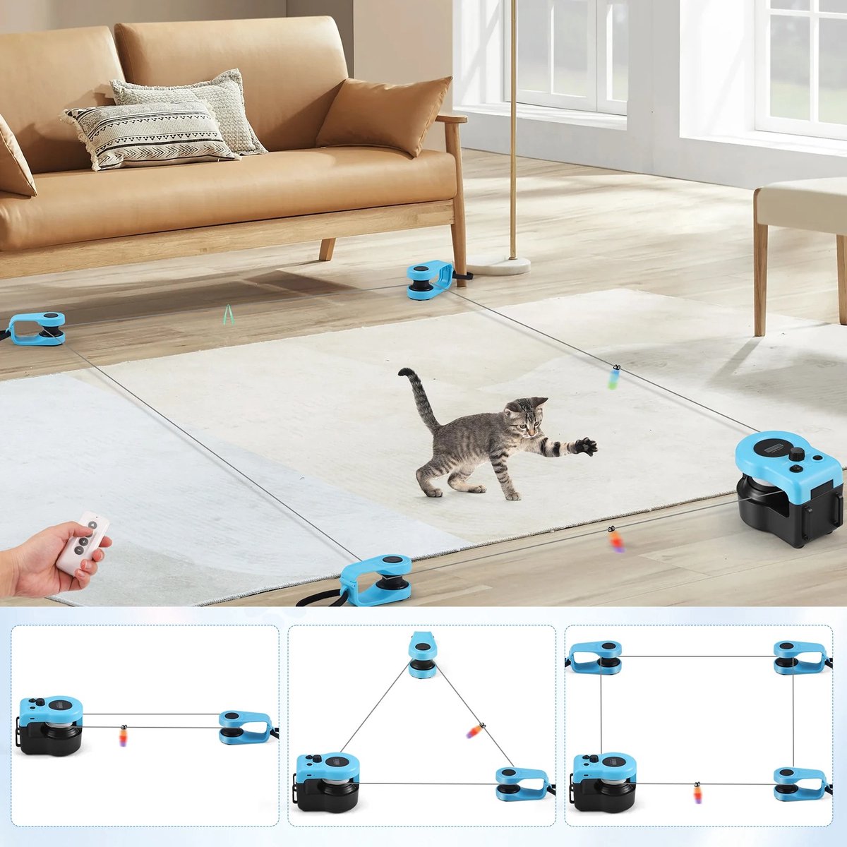 kattenloopband - Achtervolging Speelgoed - Automatische/Afstandsbediening - Oplaadbare - Verstelbare snelheid - Gesimuleerd kattenjacht