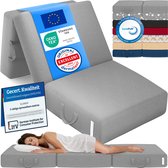 ELONEO Opvouwbaar Matras - 3-Delig Vouwmatras, Extra Dik 15 cm Schuim, Wasbaar en Draagbaar Logeermatras voor Volwassenen, Eenpersoonsbed (Grijs, 90 x 200 x 15 cm)