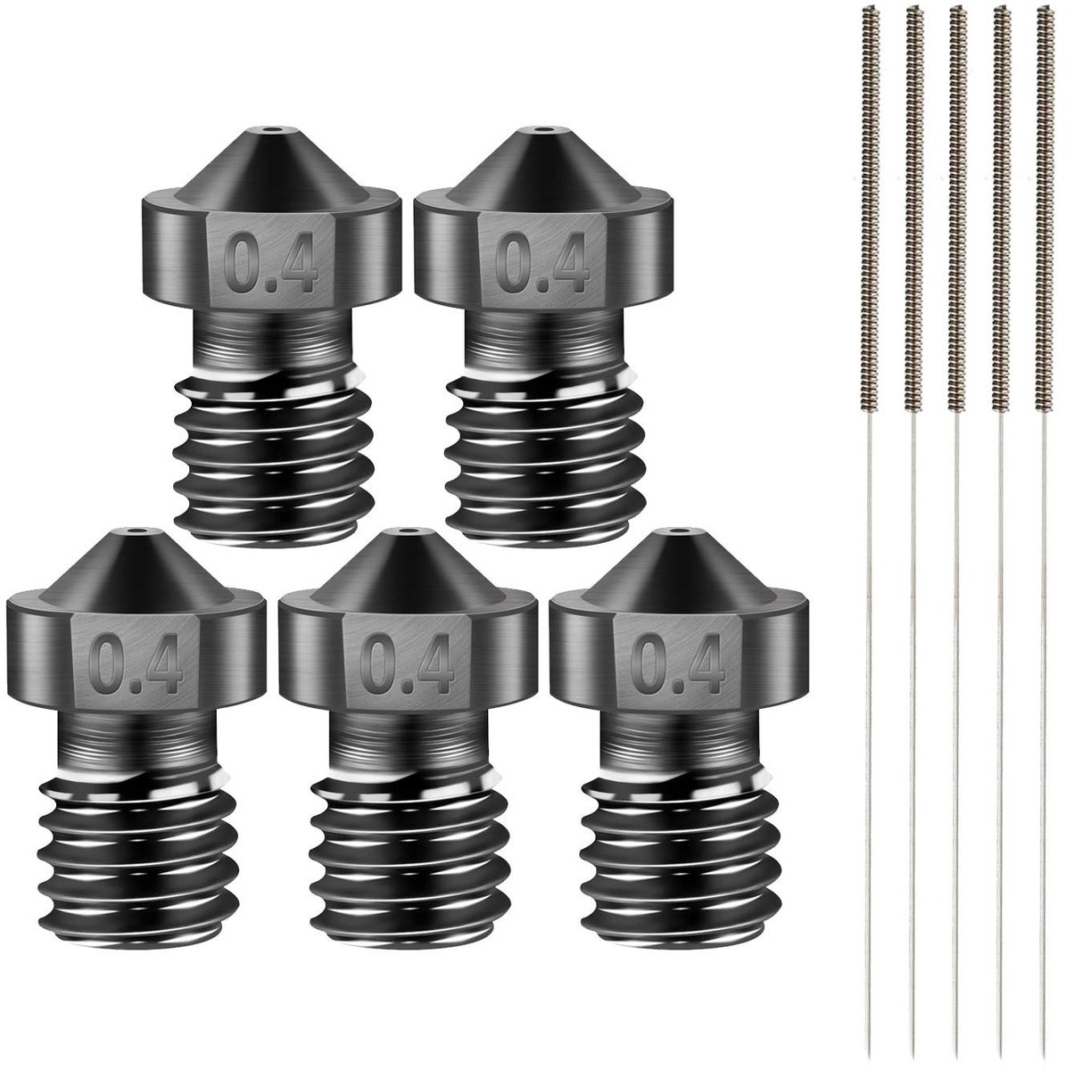 Jhubersproducts - 5PCS 0.4MM E3D V6 Düse - Hoogwaardige 3D printer nozzles - Duurzaam en corrosiebestendig - Geschikt voor Prusa en Anycubic - Inclusi