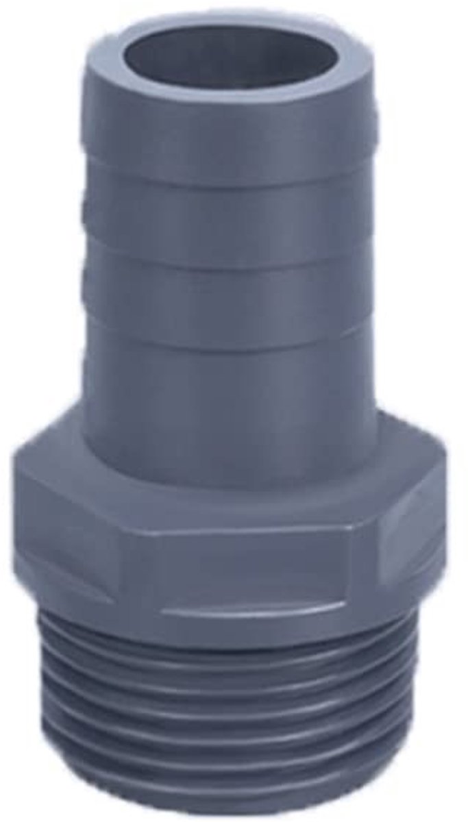 Jhubersproducts - Externe schroefdraad slangaansluiting - PVC slangfitting - Donker Grijs - Slangen adapter - Geschikt voor waterpijp - Hoogwaardige c