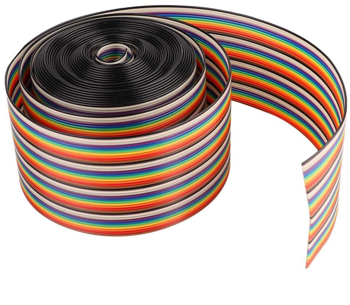 Jhubersproducts - Flat Ribbon Kabel - 40 Pins - Multicolor - 1.27mm Pitch - Flexibele Kabel - Duurzaam en betrouwbaar - 2 Meter - Geschikt voor divers
