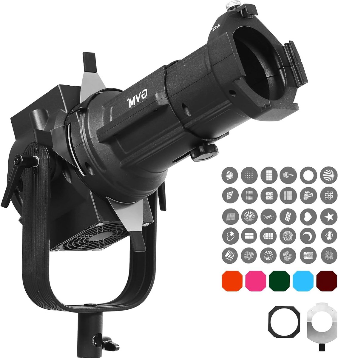 Conische Optische Snoot met 40° Projectielens, 30 Gobos en 5 Kleurfilters voor Studioverlichting, Verstelbare Focus en Bowens Mount voor LED Videolampen