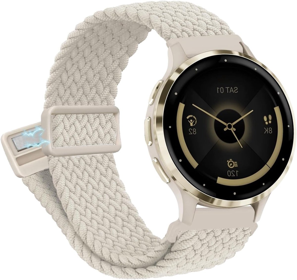 18mm Gevlochten Nylon Rekbare Armband met Magnetische Sluiting voor Garmin Venu 3S, Vivoactive 4S en Vivomove 3S, Comfortabele Polsband voor Sport en Dagelijks Gebruik